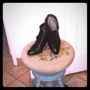 Black Leather Ankle Booties